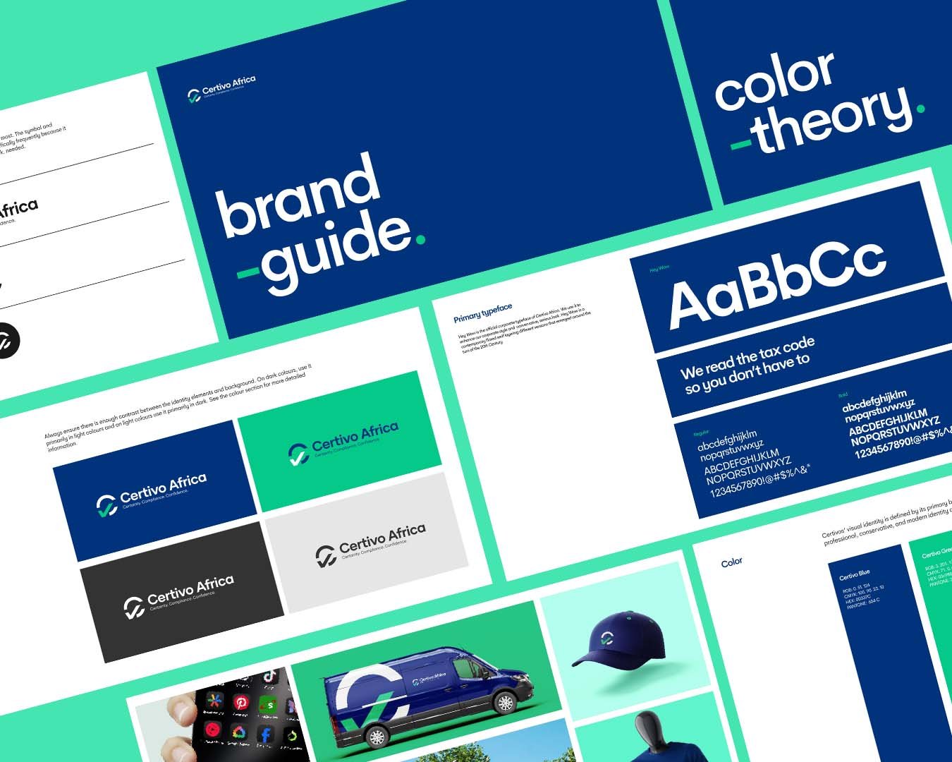 Certivo Africa brand identity in blue and green