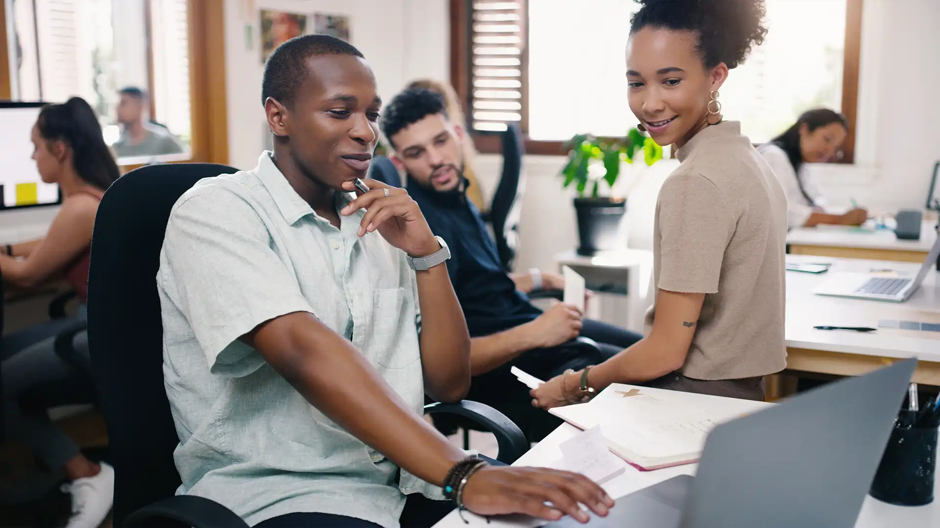 Large business colleagues collaborating