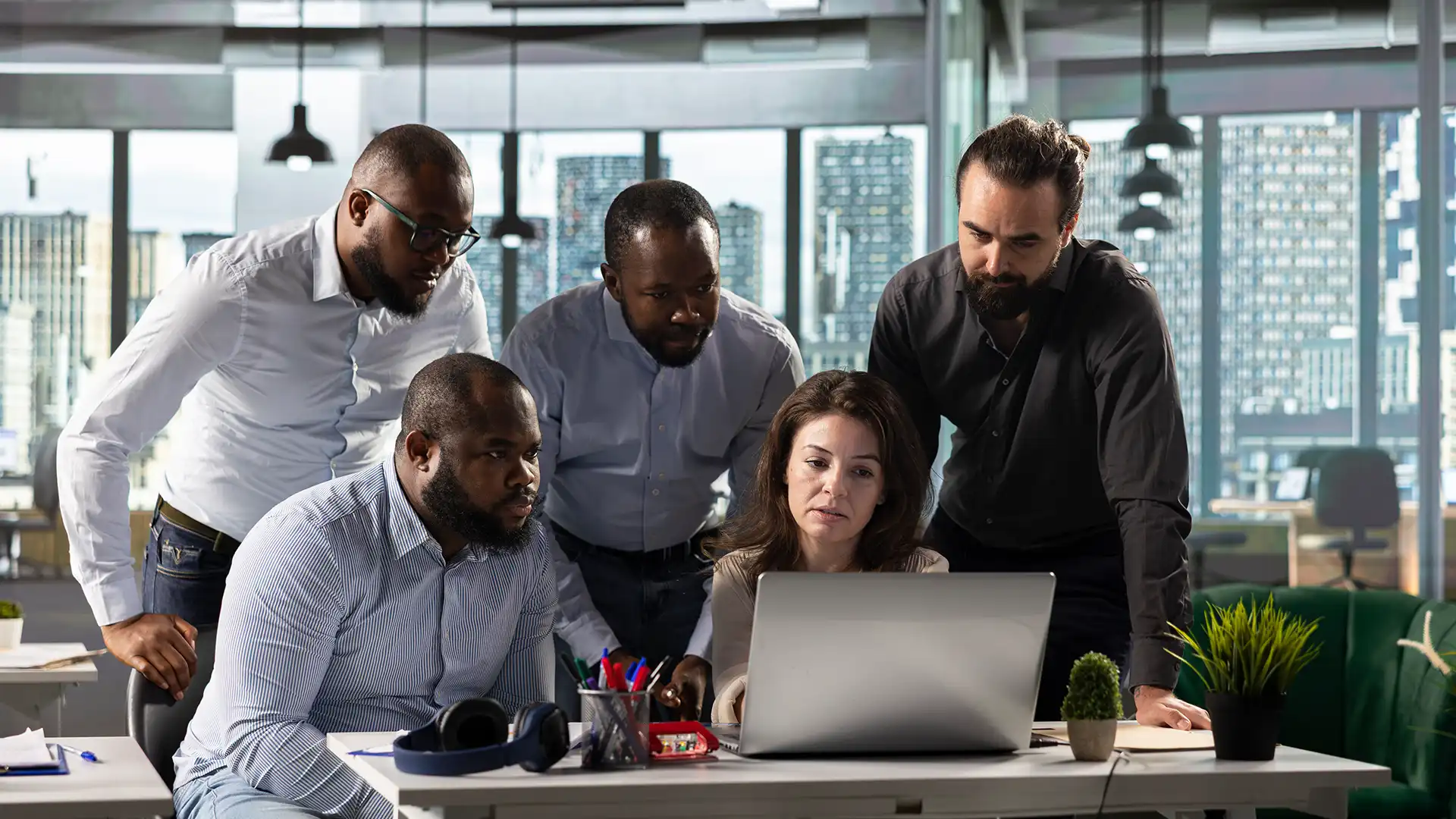 Team reviewing work together